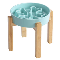 Bol Gocess alimentation lente élevé turquoise pour chien de taille moyenne.