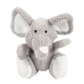 Peluche goDog Checkers éléphant gris, robuste et prête pour des jeux actifs.