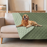 Housse gogobunny impermable double-face, protection canapé en deux tons verts.