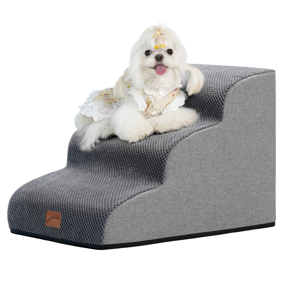 GoGoBunny Ramp escaliers chien canapé gris pour un accès facile.