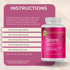Gold Standard Herbs Cessorex – poudre prête à être mélangée à la nourriture quotidienne.