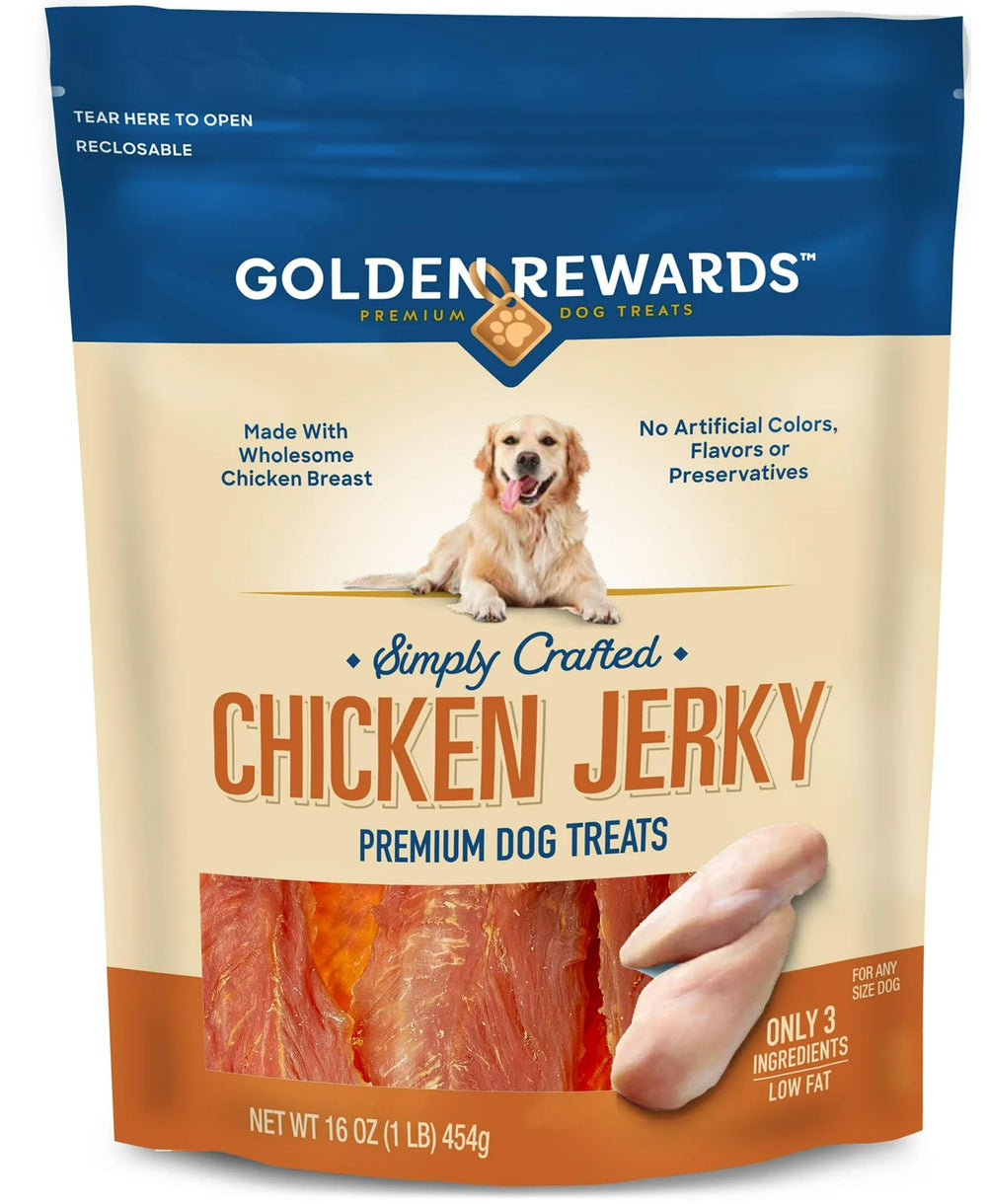 Golden|Rewards morceaux-poulet-jerky: récompense protéinée pour chiens de toutes tailles