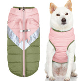 Gooby Mountaineer manteau pour chien Peach, vue frontale, chaleur et protection.