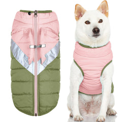 Gooby Mountaineer manteau pour chien Peach, vue frontale, chaleur et protection.