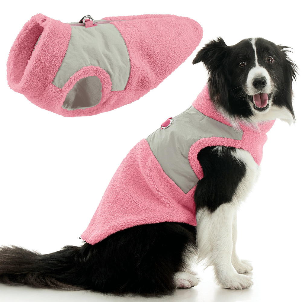 Gooby Zip Up Sherpa Vest Rose, texture douce pour chien et chaleur.