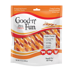 Good 'n' Fun Twists torsade boeuf-cuir, friandise durable pour chiens.