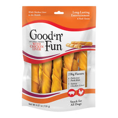 Good 'N' Fun Twists avec peau de porc et foie poulet, plaisir durable pour mâcher