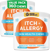 GOODGROWLIES Allergy Relief Chews pour chien, améliore le pelage et apaise les démangeaisons