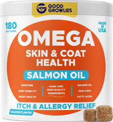 GOODGROWLIES bouchées omega3 saumon pour chien favorisent un pelage brillant et une peau saine