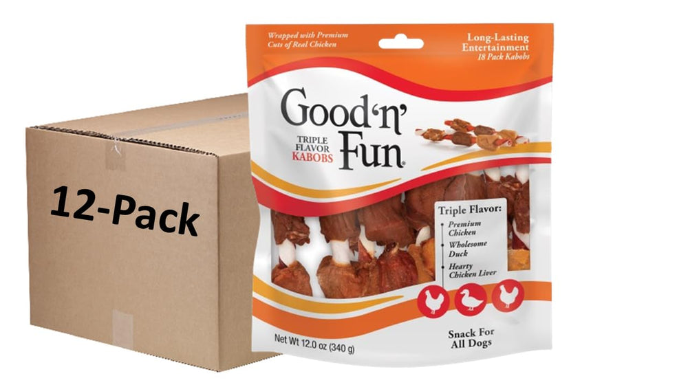 Good'N'Fun brochettes à trois saveurs emballage, présentation prête à l'achat.
