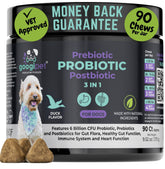 Googipet bouchées probiotiques chien canard soutiennent une digestion équilibrée.