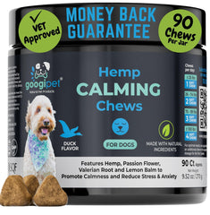 GOOGIPET Daily Hemp Calming Chews – bocal, friandises calment naturellement les chiens.