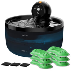 GOOIFUN fontaine chat batterie sans fil avec filtre 6 pour eau fraîche