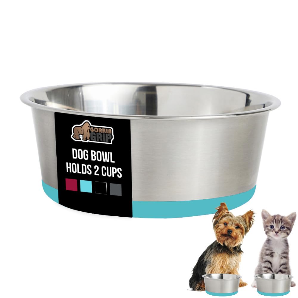 Bol Gorilla Grip pour chien, 2 tasses, repas faciles et propres grâce à l'antidérapant.