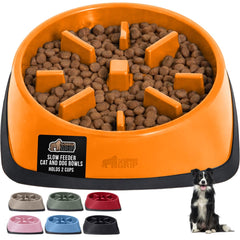 Bol ralentisseur Gorilla Grip orange pour chiens et chats, rythme maîtrisé