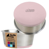 GORILLA GRIP bol en acier inox 304 rose, solide et durable pour chiens et chats.