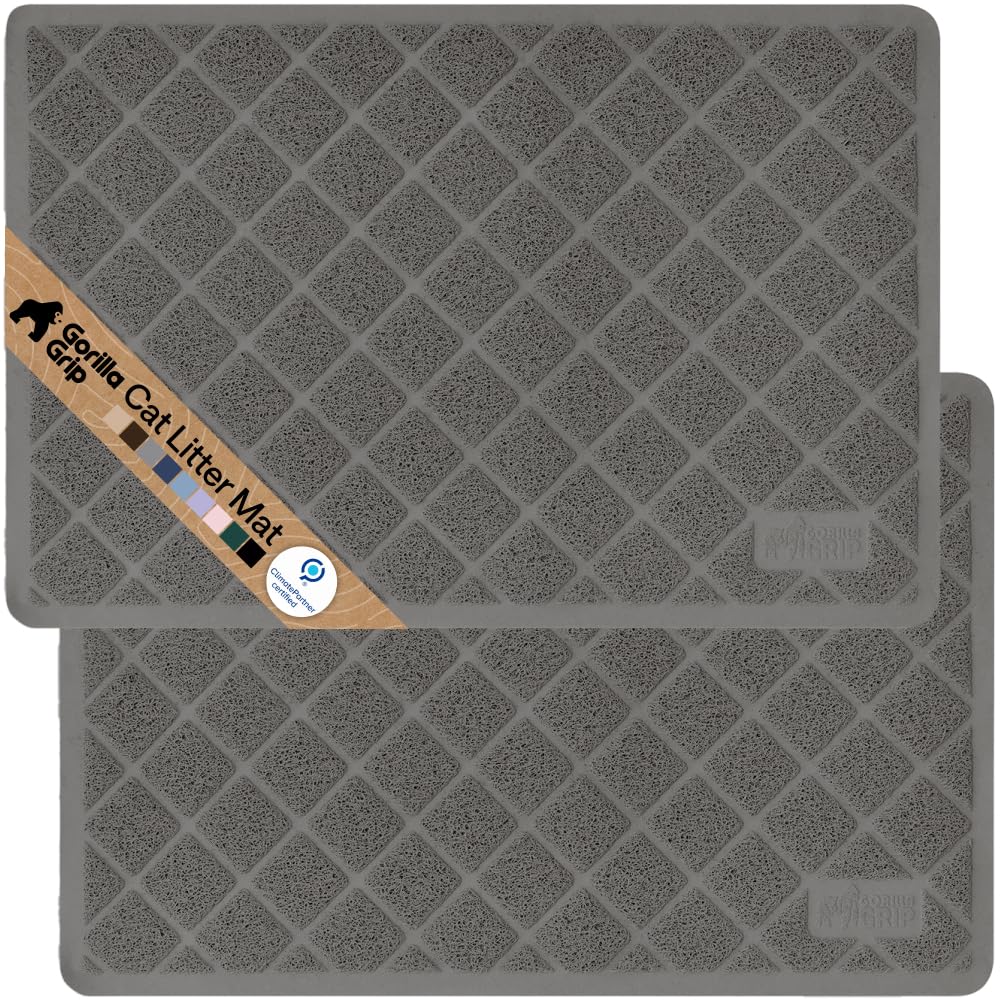 Gorilla Grip tapis-litière chat 35x23 cm, ensemble 2 packs, capture efficacement la poussière.