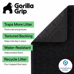 GORILLA GRIP tapis-litiere-chat-rainures-profondes: collecte les grains et garde le sol propre.