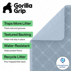 Gorilla Grip tapis-litière rainures profondes pour retenir la litière et limiter les salissures.