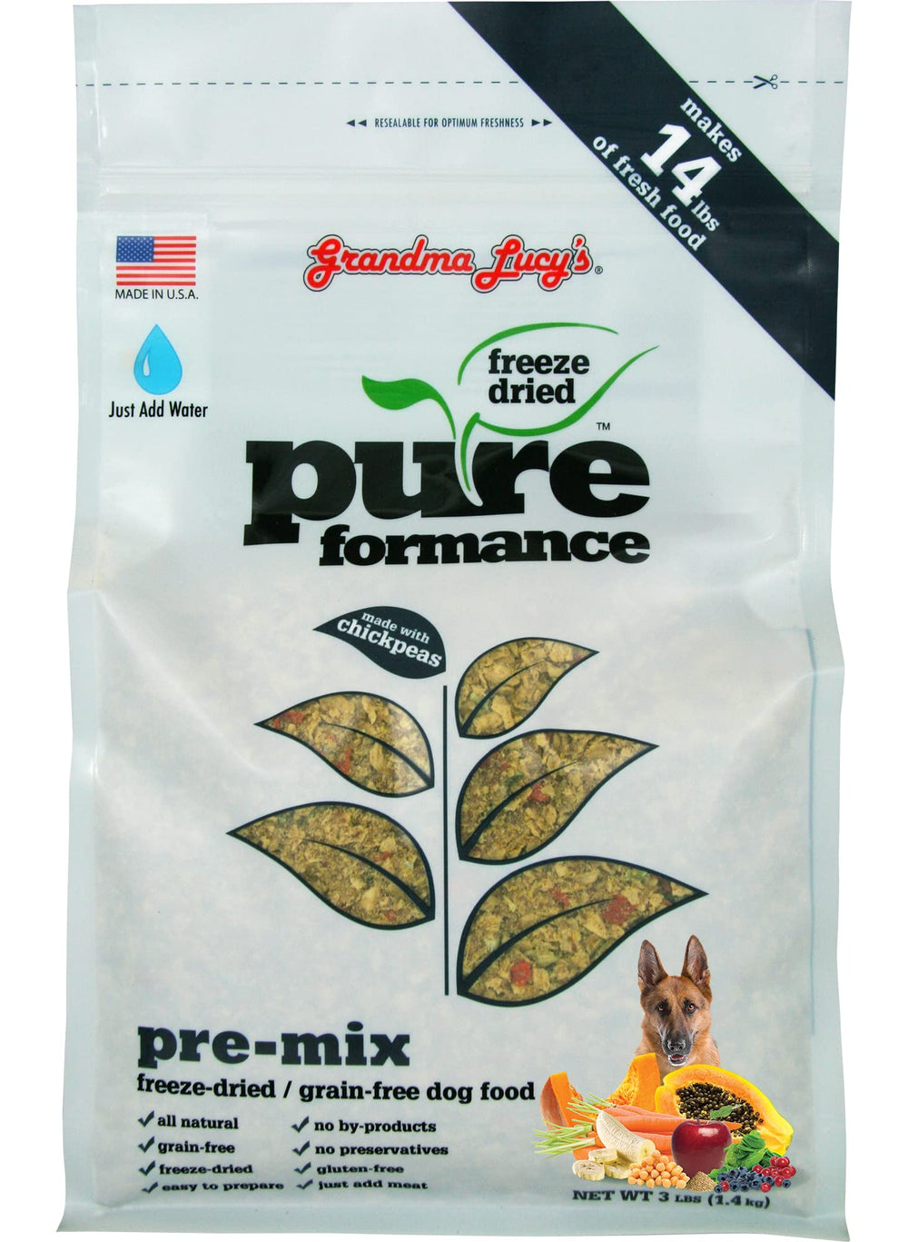 Grandma Lucy’s PUREformance Pre-Mix pour chien, repas prêt à servir et savoureux