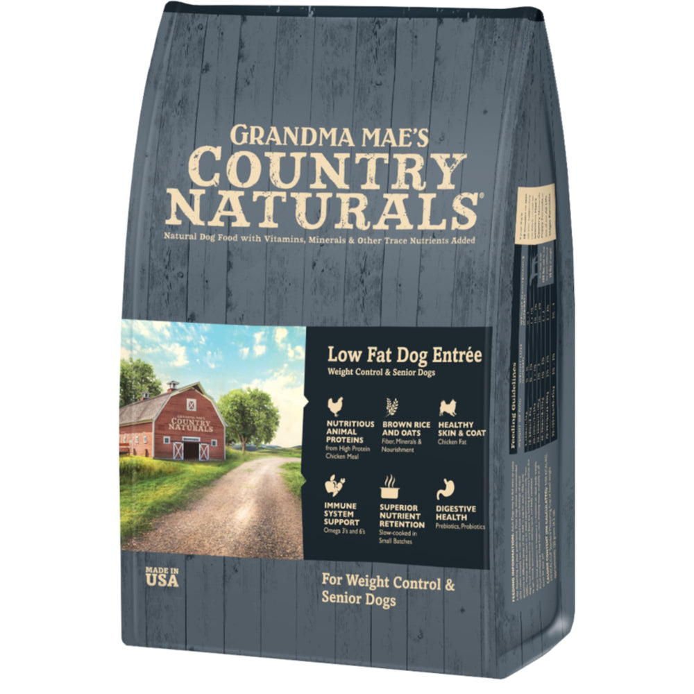 Croquettes Grandma Mae’s Country Naturals pour chiens seniors et contrôle du poids au poulet.