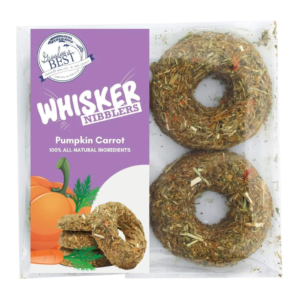 Grandpa's Best Whisker Nibblers banane-carotte: friandise saine qui stimule l'exploration et la mastication.