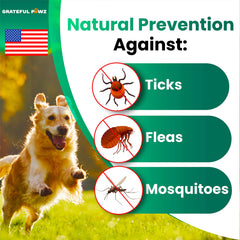 Grateful Pawz comprimés anti-tiques pour chien, naturel et sûr.