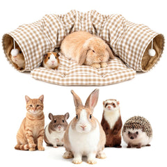 Greatbond Bunny Tunnel Bed – vue générale du tunnel et du lit doux pour animaux.