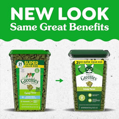Friandises Greenies pour chats, texture crunch dentaire, lutte potentielle contre le tartre.