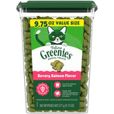 Friandises Greenies pour chats au saumon, parfaites pour les traitements dentaires.