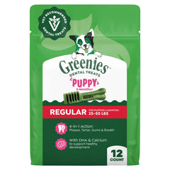Greenies chiot friandise dentaire dans emballage 6 oz pour routine quotidienne.