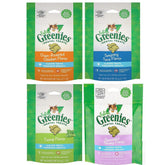 Greenies coffret 4 saveurs pour chats, friandises dentaires à texture croustillante.