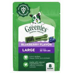Friandises Greenies pour chien grande taille en emballage, pratique pour la routine.