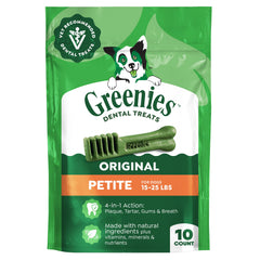Greenies friandise dentaire petite originale pour chien, favorise une hygiène buccale naturelle.