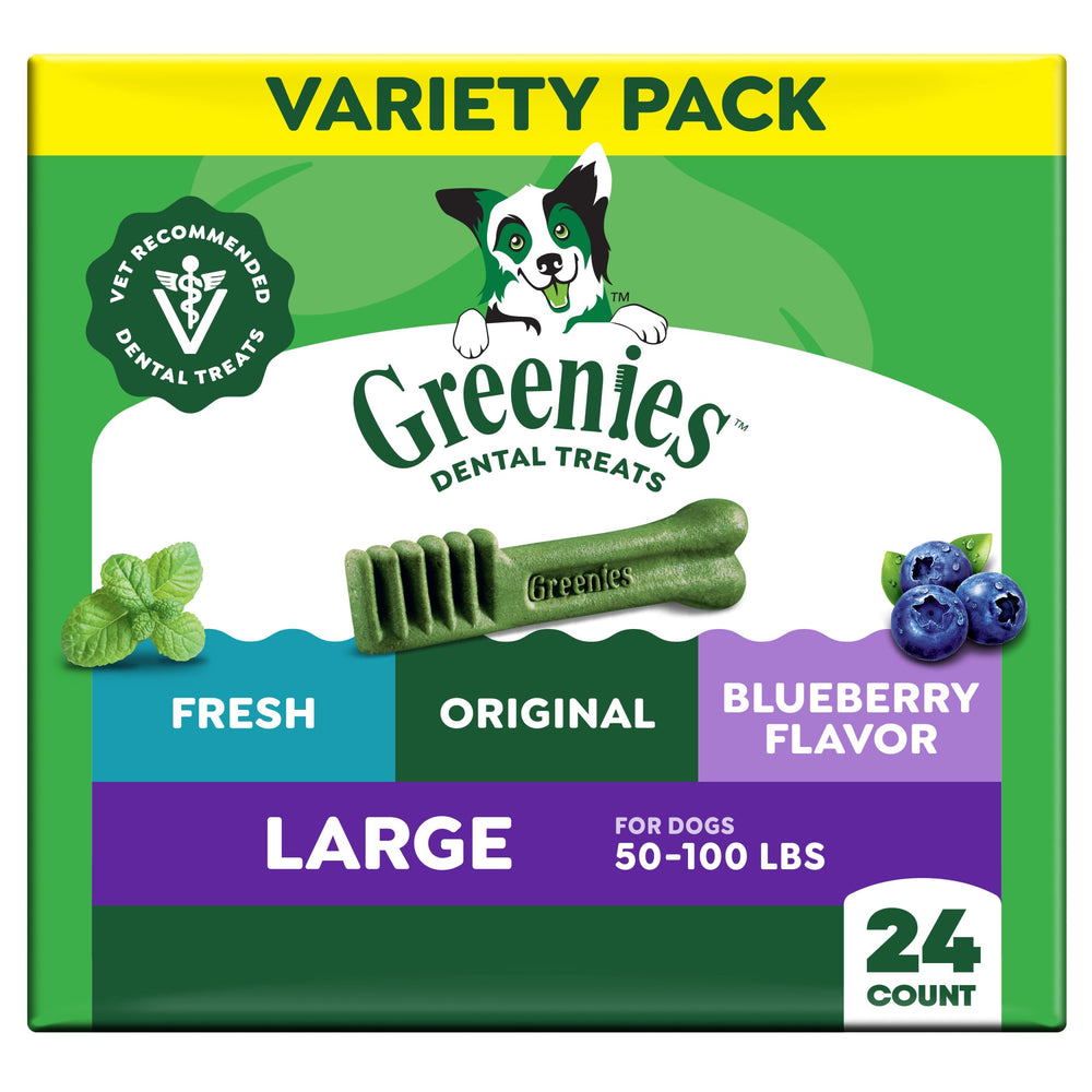 Greenies friandises dentaires pour chien grande taille, face avant, récompense savoureuse et appui bucco-dentaire