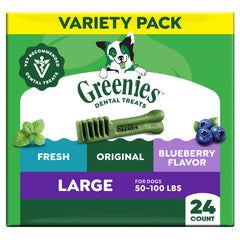 Greenies friandises dentaires pour chien grande taille, face avant, récompense savoureuse et appui bucco-dentaire