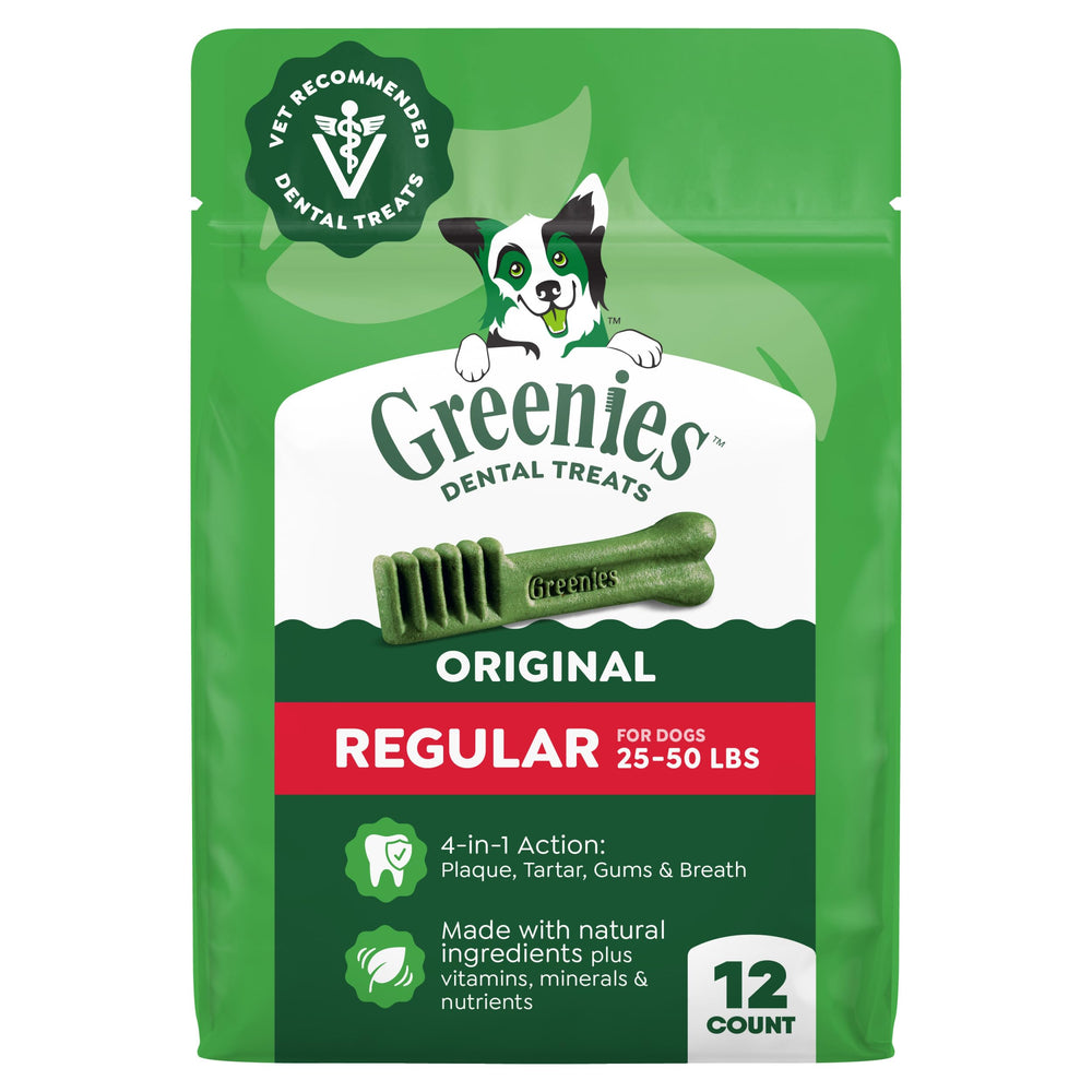 Greenies friandises dentaires originales pour chien nettoient les dents et rafraîchissent l'haleine.