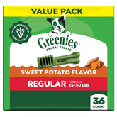 Friandises dentaires Greenies saveur patate douce pour haleine plus fraîche.