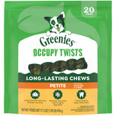 Greenies Occupy Twists Petite friandises poulet, texture croquante pour mâcher durablement.
