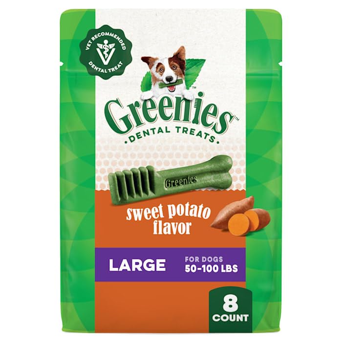 Greenies os dentaires pour chien patate douce grand format 12oz, soutien potentiel à l hygiène.
