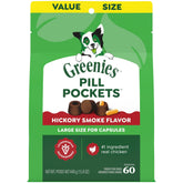 Greenies pochette pilules chien grande taille, saveur fumée de Hickory, facilite ingestion.