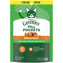 Greenies Pochettes pilules chat poulet, pochettes faciles pour masquer le goût du médicament