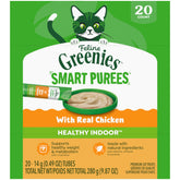 Greenies Purée Intelligente Féline: purée au poulet réel, texture appétissante pour chats.