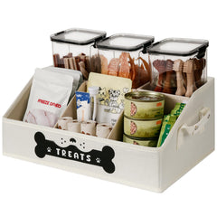 GreenPetopia conteneur friandises chien, vue frontale trapézoïdale, accès rapide.