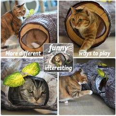 GRETMIX tunnel chat tronc arbre espace partagé pour plusieurs animaux
