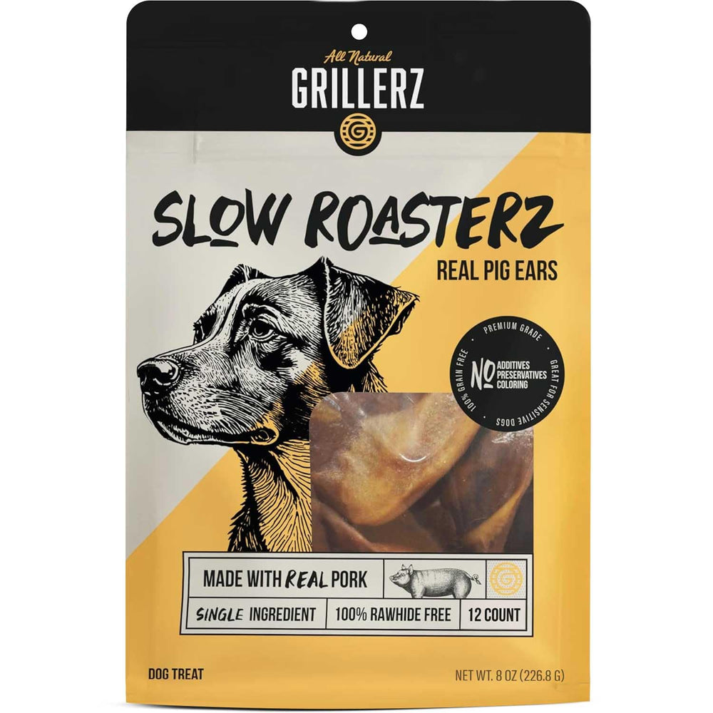 Grillerz Oreilles de Porc Réelles – emballage de 12 pièces prêt à l'emploi, sans additifs.
