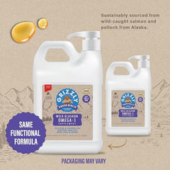 GRIZZLY PET PRODUCTS Omega Health – Étiquette claire sur les ingrédients et les avantages potentiels.