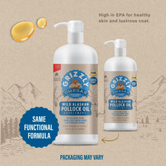 GRIZZLY PET PRODUCTS Pollock Oil, ajout-nourriture, favorise une utilisation pratique et saine.