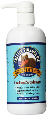 GRIZZLY Pollock Oil - Bouteille avec pompe, peau saine et pelage lustré