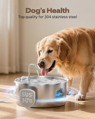 GROOKPET fontaine inox 304 résistante, anti-rouille pour boire sain.